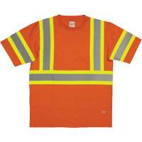 Chemise de s&eacute;curit&eacute; &agrave; manches courtes, Coton, T-petit, Orange haute visibilit&eacute; TGS INDUSTRIEL
