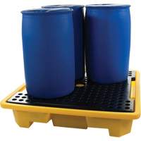 Palette de d&eacute;versements pour quatre barils, Capacit&eacute; de d&eacute;versement 66 gal. US, 57,5" x 57,5" x 12" TGS INDUSTRIEL