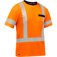 Chemise &agrave; manches courtes et X au dos Bisley, Poly-coton, Petit, Orange haute visibilit&eacute; TGS INDUSTRIEL