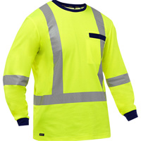 Chemise &agrave; manches longues et X au dos Bisley, Poly-coton, Petit, Jaune lime haute visibilit&eacute; TGS INDUSTRIEL