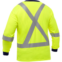 Chemise &agrave; manches longues et X au dos Bisley, Poly-coton, Petit, Jaune lime haute visibilit&eacute; TGS INDUSTRIEL