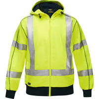 Bisley&reg; X-Back Full Zip Hooded Sweatshirt with Sherpa Lining, Small, High Visibility Lime-Yellow TGS INDUSTRIEL