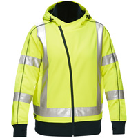 Bisley&reg; X-Back Women's Contoured Full Zip Hooded Sweatshirt with Sherpa Lining, Small, High Visibility Lime-Yellow TGS INDUSTRIEL
