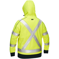Bisley&reg; X-Back Women's Contoured Full Zip Hooded Sweatshirt with Sherpa Lining, Small, High Visibility Lime-Yellow TGS INDUSTRIEL