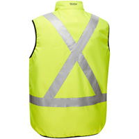 Bisley&reg; X-Back Reversible Puffer Vest, High Visibility Lime-Yellow, Small, Polyester TGS INDUSTRIEL