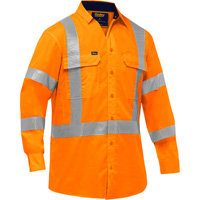 Chemise de travail &agrave; manches longues et X au dos Bisley avec X-Airflow, Poly-coton, Petit, Orange haute visibilit&eacute; TGS INDUSTRIEL
