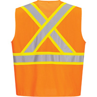 Veste de s&eacute;curit&eacute; &agrave; bandes contrastantes, Orange haute visibilit&eacute;, Petit, Polyester TGS INDUSTRIEL