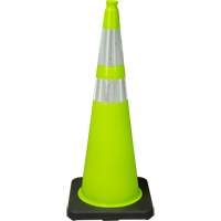 C&ocirc;ne de signalisation de premi&egrave;re qualit&eacute;, 36", Vert lime, Bande(s) r&eacute;fl&eacute;chissante(s) 4" & 6" TGS INDUSTRIEL