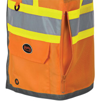 Veste de s&eacute;curit&eacute; pour arpenteur Pioneer avec fermeture &agrave; glissi&egrave;re et dos en maille, Orange haute visibilit&eacute;, Petit, Polyester TGS INDUSTRIEL