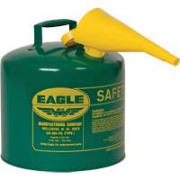 Safety Can for Combustibles with Funnel, Type I, Galvanized Steel, 5 US gal., Green, FM Approved/UL/ULC Listed TGS INDUSTRIEL