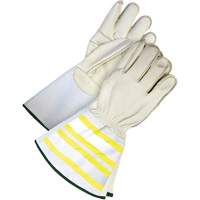 High-Visibility Utility Gloves with 6.25" Cuff, Small, Grain Cowhide Palm TGS INDUSTRIEL