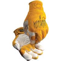Gants de soudeur TIG/MIG de premi&egrave;re qualit&eacute; Caiman avec fermeture &agrave; boucles & crochets, Cuir de vache refendu, Taille Moyen TGS INDUSTRIEL