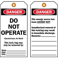 Lockout Tags, Plastic, 3" W x 5-1/2" H, English TGS INDUSTRIEL