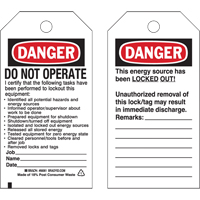 Lockout Tags, Plastic, 3" W x 5-3/4" H, English TGS INDUSTRIEL