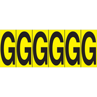 Rep&egrave;res adh&eacute;sifs &agrave; lettres individuelles, G, 2-15/16" h, Noir sur jaune TGS INDUSTRIEL