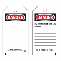 Self-Laminating Safety Tags, Polyester, 3" W x 5-3/4" H, English TGS INDUSTRIEL