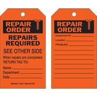 &eacute;tiquette pour les r&eacute;parations de s&eacute;curit&eacute;, Polyester, 4" la x 7" h, Anglais TGS INDUSTRIEL