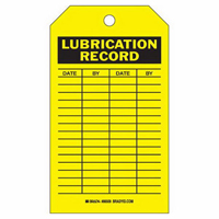 &eacute;tiquettes registres de lubrifications, Polyester, 4" la x 7" h, Anglais TGS INDUSTRIEL