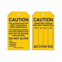&eacute;tiquettes de s&eacute;curit&eacute; pour les &eacute;chafaudages, Polyester, 4" la x 7" h, Anglais TGS INDUSTRIEL