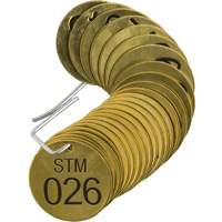 &eacute;tiquettes num&eacute;rot&eacute;es pour vannes STM, # 026-050, Laiton, 1,5" dia. TGS INDUSTRIEL