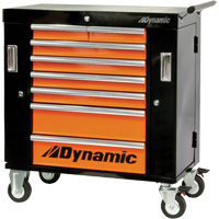 Roller Cabinet, 8 Drawers, 36" W x 18" D x 39-1/4" H, Black/Orange TGS INDUSTRIEL