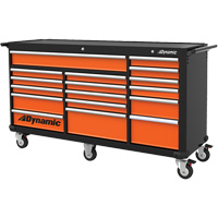 Roller Cabinet, 17 Drawers, 71" W x 24" D x 41" H, Black/Orange TGS INDUSTRIEL