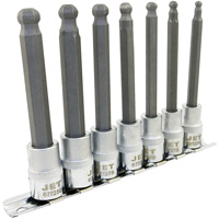 LHSW-3807M Metric 4" Long Ball Nose Socket Set, Hex Ball, 3/8" Drive, 7 Pcs TGS INDUSTRIEL