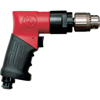 Non-Reversible Drills, 21 CFM, 1/4" NPTF, 89 dBA, 3/8" Chuck, Keyed TGS INDUSTRIEL
