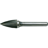 CLEVELAND Solid Carbide Burrs - Tree Shape Pointed End, SG-41, 1/8" Dia., 1/8" Shank, 1/4" Depth of Cut TGS INDUSTRIEL
