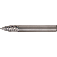 CLEVELAND Solid Carbide Burrs - Tree Shape Pointed End, SG-1, 1/4" Dia., 1/4" Shank, 5/8" Depth of Cut TGS INDUSTRIEL