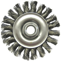 Wire Wheel Brushes, 4" Dia., 0.02" Fill, 5/8"-11 Arbor, Steel TGS INDUSTRIEL