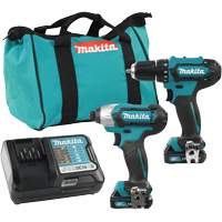 Ensemble de perceuse et tournevis &agrave; chocs sans fils, Lithium-ion, 12 V TGS INDUSTRIEL