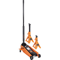Service Jack with 4-Ton Vehicle Stands, 3.5 Ton(s) Capacity, 5-1/8" Lowered, 21" Raised, Manual Hydraulic TGS INDUSTRIEL