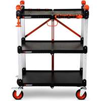 Chariot de chantier pliable &agrave; 3 &eacute;tag&egrave;res SITERUNNER, 30-3/5" lo x 20" la x 42-1/2" h, Noir TGS INDUSTRIEL