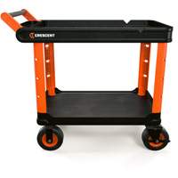 Chariot utilitaire industriel &agrave; 2 tablettes RAILWORKS avec roulettes de 8", 47" lo x 24-1/2" la x 37-4/5" h, Noir/Orange TGS INDUSTRIEL