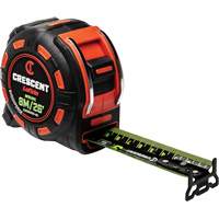 Shockforce NITE EYE Tape Measure, 1-1/4" x 25'/8 m, Metric/SAE Graduations TGS INDUSTRIEL