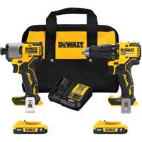 Brushless Compact Cordless 1/2" Hammer Drill & 1/4" Impact Driver Kit, Lithium-Ion, 20 V TGS INDUSTRIEL
