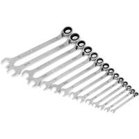 Jeu de cl&eacute;s &agrave; cliquets r&eacute;versibles SAE &agrave; 12 pans et 90 dents, Combinaison &agrave; cliquet, 14 morceaux, Imp&eacute;rial TGS INDUSTRIEL
