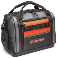 17" Tradesman Closed Top Tool Bag, Polyester, 3 Pockets, Black/Grey/Orange TGS INDUSTRIEL
