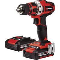 Cordless Drill/Driver Kit, Lithium-Ion, 18 V, 1/2" Chuck, 354 in-lbs Torque TGS INDUSTRIEL