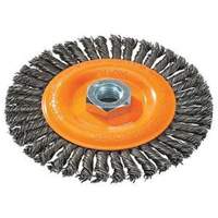 Brosse &agrave; fils nou&eacute;s pour cordons de soudure, Dia. 4", Fils 0,02", Arbre 5/8"-11, Acier TGS INDUSTRIEL