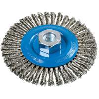 Brosse &agrave; fils nou&eacute;s pour cordons de soudure, Dia. 4-1/2", Fils 0,02", Arbre 5/8"-11, Aluminium/Acier inoxydable TGS INDUSTRIEL