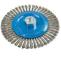Brosse &agrave; fils &eacute;troits nou&eacute;s et torsad&eacute;s, Dia. 6", Fils 0,02", Arbre 5/8"-11, Aluminium/Acier inoxydable TGS INDUSTRIEL
