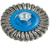 Brosse rotative &agrave; fils nou&eacute;s large, Dia. 4-1/2", Fils 0,02", Arbre 5/8"-11, Aluminium/Acier inoxydable TGS INDUSTRIEL