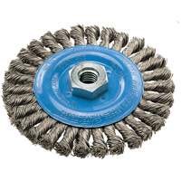 Brosse rotative &agrave; fils nou&eacute;s large, Dia. 5", Fils 0,02", Arbre 5/8"-11, Aluminium/Acier inoxydable TGS INDUSTRIEL