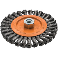 Brosse rotative &agrave; fils nou&eacute;s large, Arbre 5/8"-11, Acier TGS INDUSTRIEL