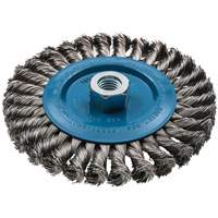 Brosse rotative &agrave; fils nou&eacute;s large, Dia. 6", Fils 0,02", Arbre 5/8"-11, Aluminium/Acier inoxydable TGS INDUSTRIEL