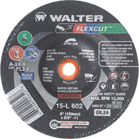 Meules &agrave; moyeu d&eacute;port&eacute; Flexcut, 6", 24 Grain, Oxyde d'aluminium, 5/8"-11, 10 200 Tr/min, Type 29 TGS INDUSTRIEL
