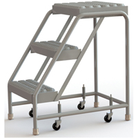 Rolling Ladder, 3 Steps, 16" Step Width, 30" Platform Height, Aluminum TGS INDUSTRIEL