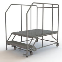 Plateforme de travail mobile, Acier, 2 Marches, 20" ha, 48" p, 36" Marche, Stri&eacute; TGS INDUSTRIEL